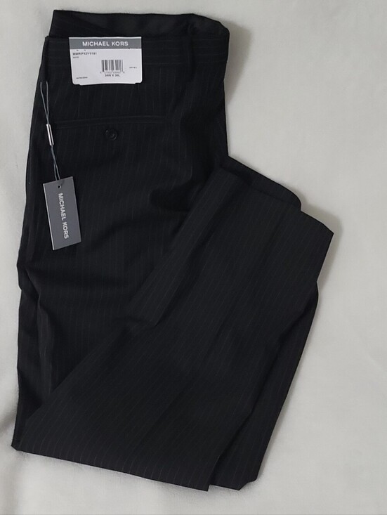 Michael Kors Other - Michael Kors Men's Black Pinstripe Dress Pants 34W x 30L Flat Front